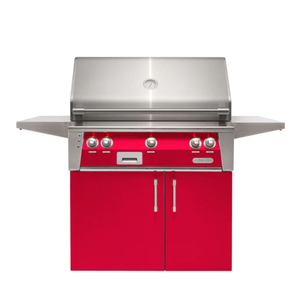 Alfresco 30-Inch Luxury Natural Gas Grill with Cart - 2-Burner, Raspberry Red Gloss Finish
