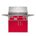 Alfresco 30-Inch Luxury Natural Gas Grill with Cart - 2-Burner, Raspberry Red Gloss Finish