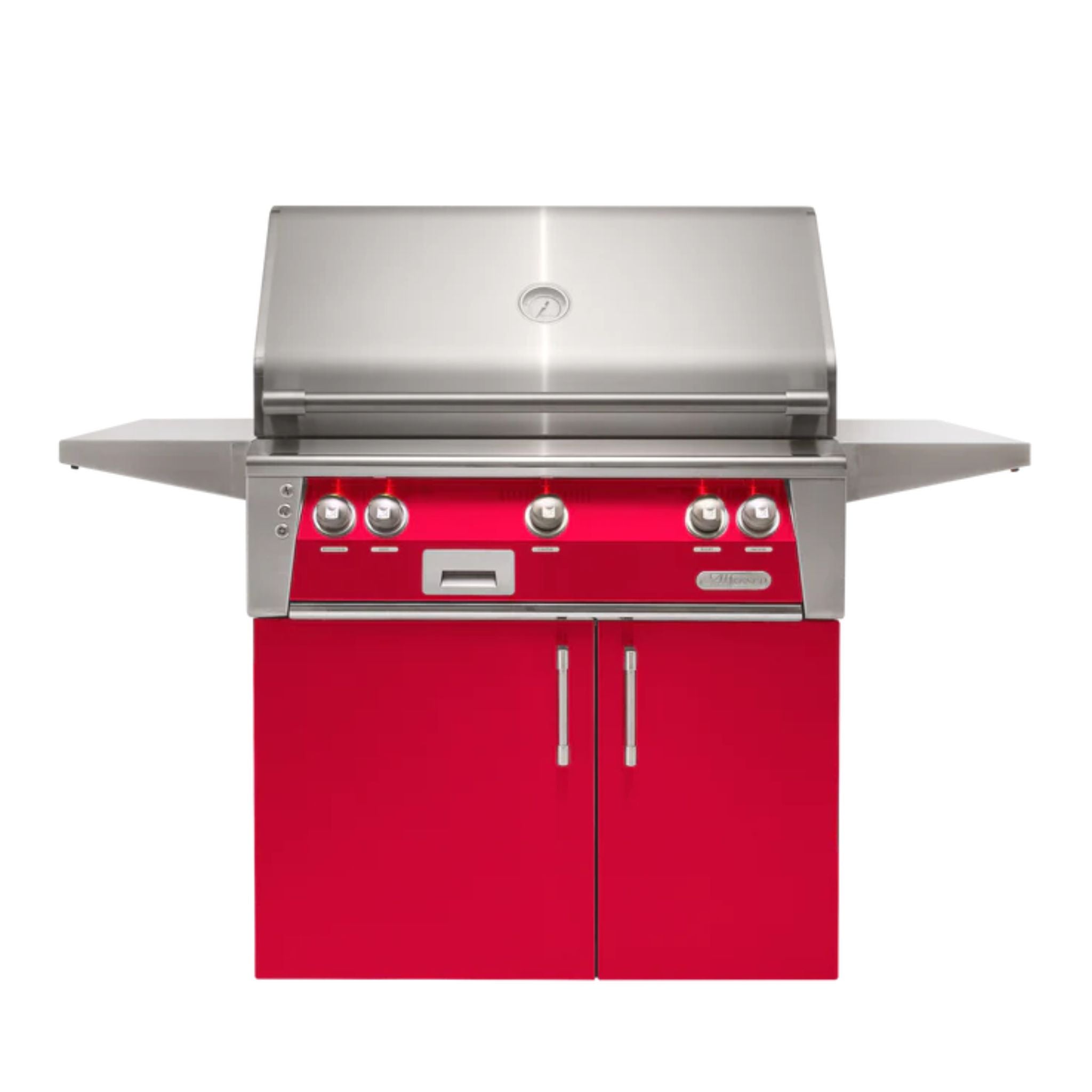 Alfresco 30-Inch Luxury Natural Gas Grill with Cart - 2-Burner, Raspberry Red Gloss Finish