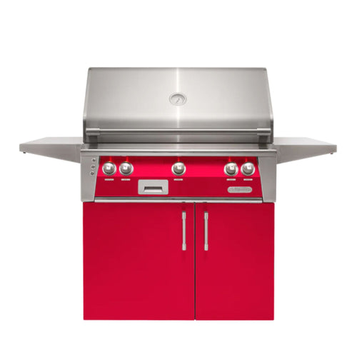 Alfresco 30-Inch Luxury Natural Gas Grill with Cart - 2-Burner, Raspberry Red Gloss Finish