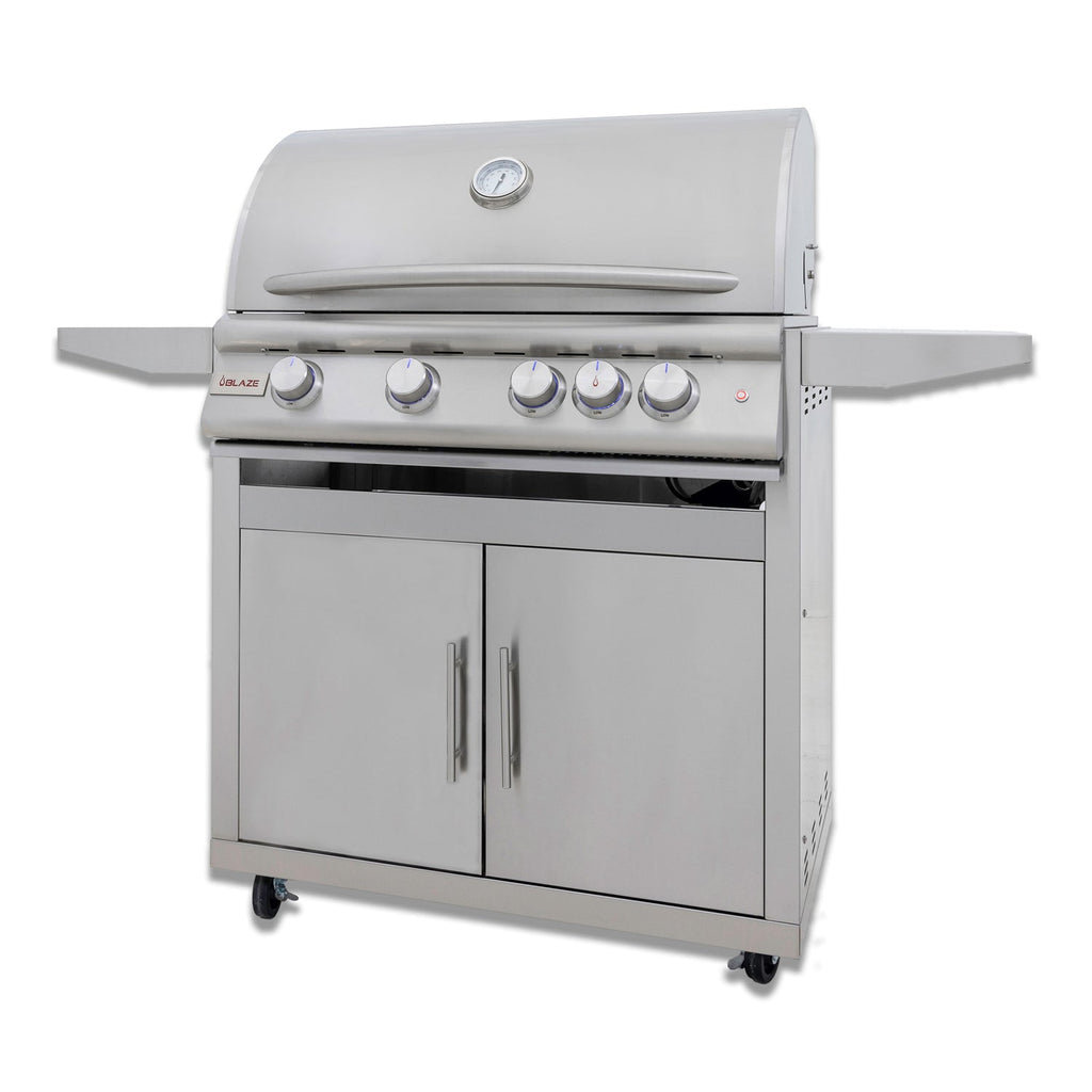 Blaze Premium LTE+ 32-Inch 4-Burner Freestanding Propane Gas Grill with Rear Infrared Burner and Integrated Lighting System