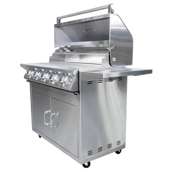 Buck Grill 40-Inch 5-Burner Freestanding Propane Gas Grill with Portable Cart