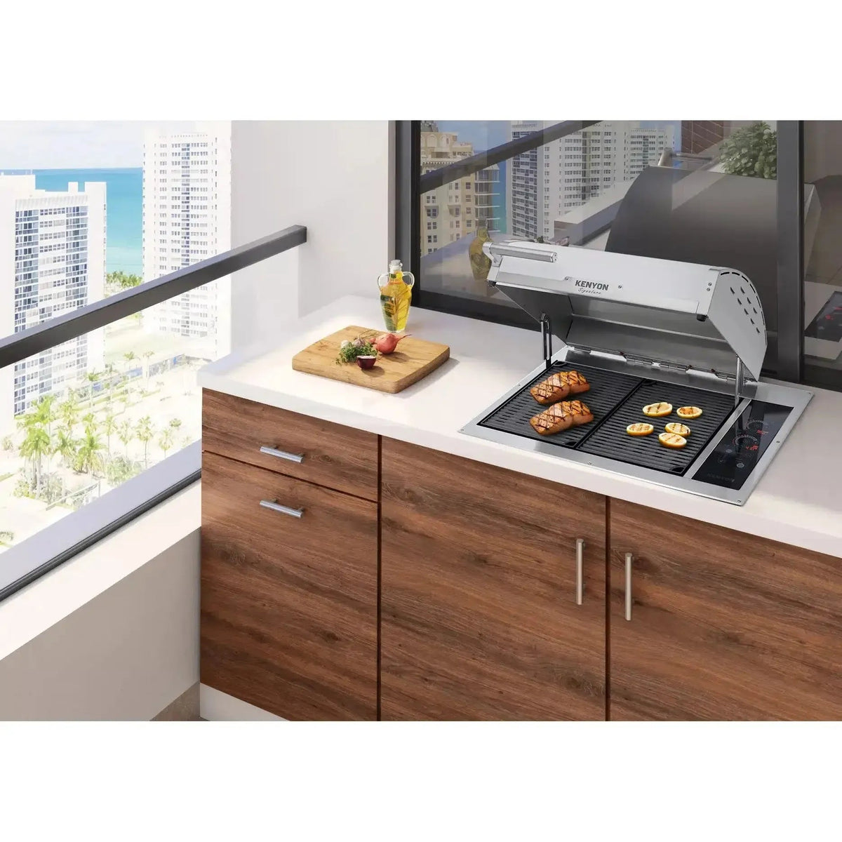 Kenyon Signature 30-Inch 2-Burner Built-In Electric Grill, 240V with IntelliKEN Touch Control and Stainless Steel Lid