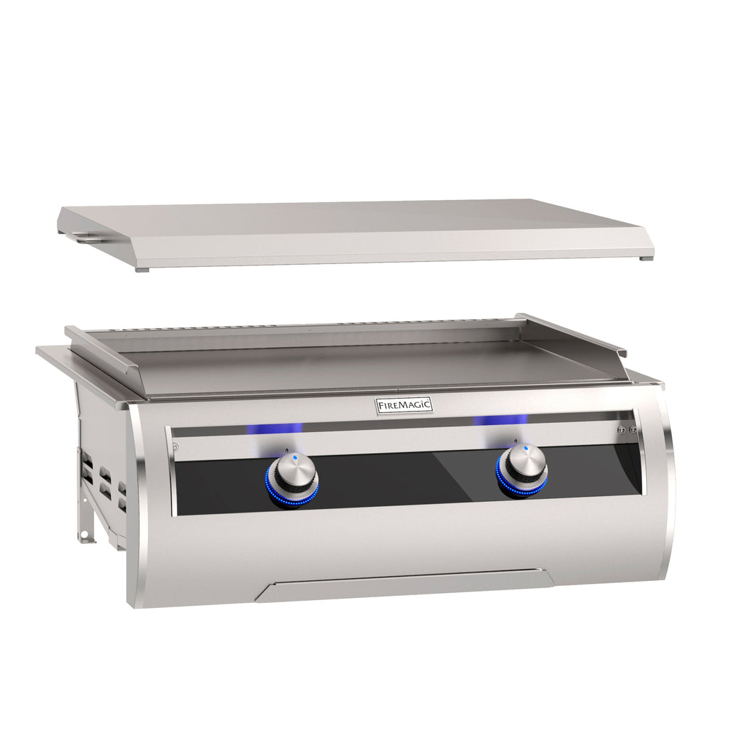 Fire Magic Echelon E660i 30-Inch Built-In Propane Gas Gourmet Griddle with Black Glass Finish