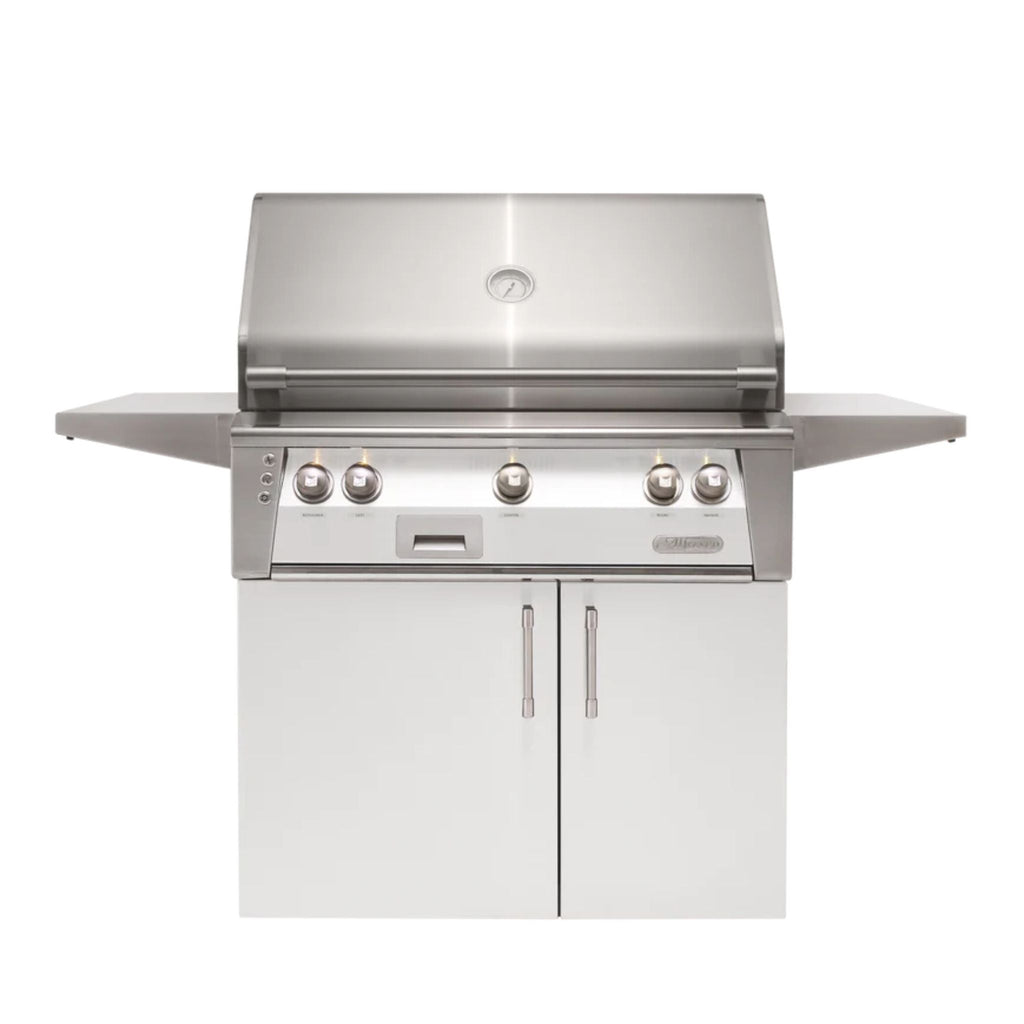 Alfresco Luxury 36-Inch 3-Burner Natural Gas Grill with Cart - Signal White Matte Finish