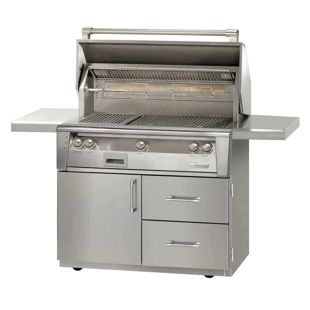 Alfresco 42-Inch Luxury 3-Burner Liquid Propane Grill with Deluxe Cart, Luminous Orange Gloss Finish