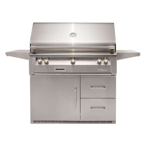 Alfresco 42-Inch Luxury 3-Burner Liquid Propane Grill with Refrigerated Cart, Jet Black Gloss Finish