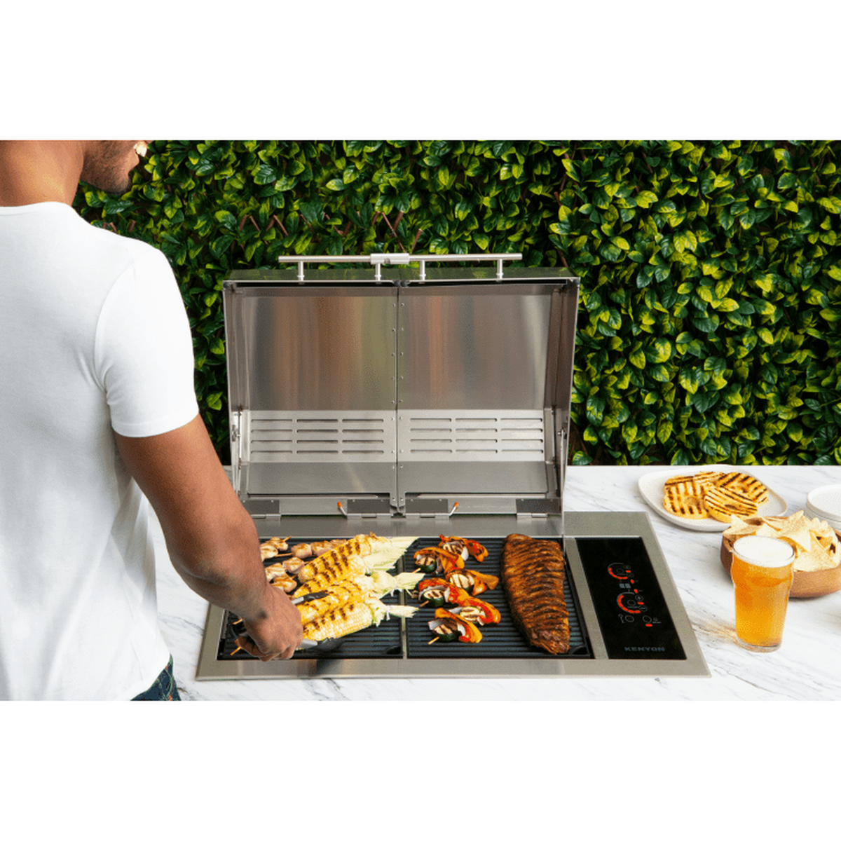 Kenyon Texan 30-Inch Built-In Electric Grill, 2-Burner Split-Lid with Precision Touch Control, 208V