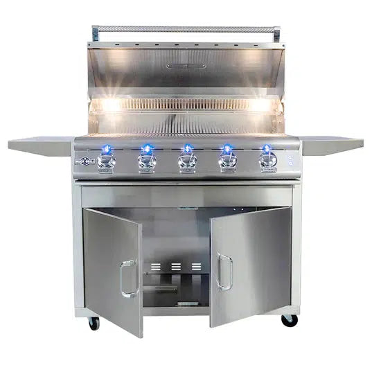 Buck Grill 40-Inch 5-Burner Freestanding Propane Gas Grill with Portable Cart