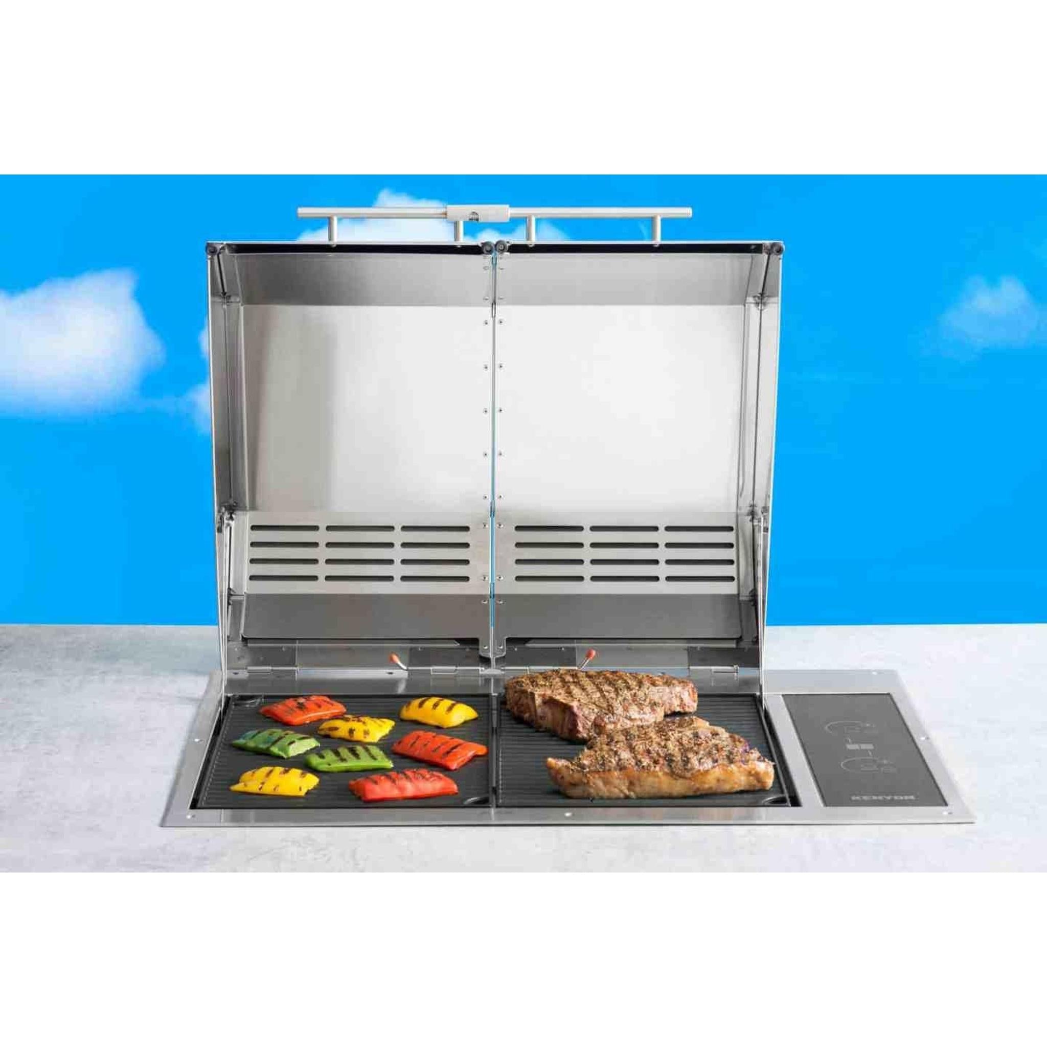 Kenyon Texan 30-Inch Built-In Electric Grill, 2-Burner Split-Lid with Precision Touch Control, 208V