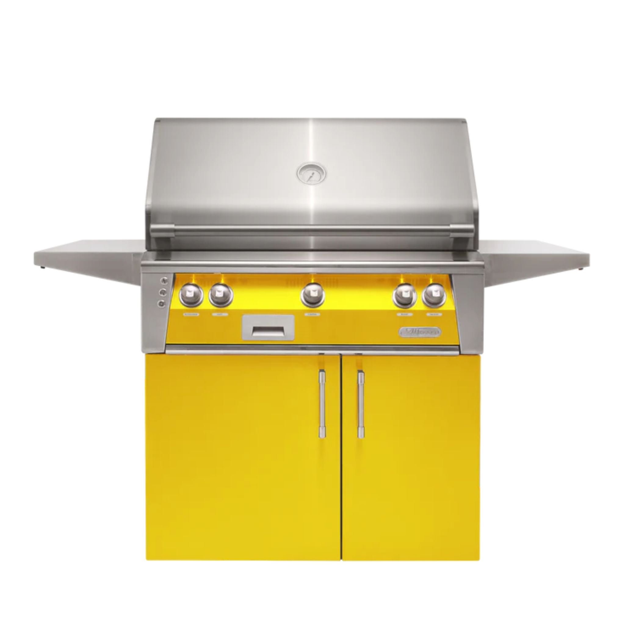 Alfresco 30-Inch Luxury Liquid Propane Grill with SearZone Burner and Cart - Traffic Yellow Gloss Finish