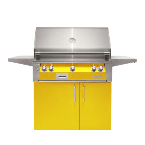 Alfresco 30-Inch Luxury Liquid Propane Grill with SearZone Burner and Cart - Traffic Yellow Gloss Finish