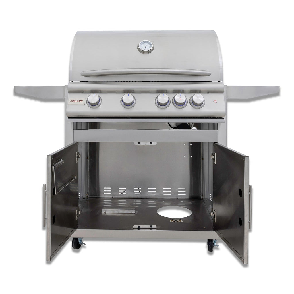 Blaze Premium LTE+ 32-Inch 4-Burner Freestanding Propane Gas Grill with Rear Infrared Burner and Integrated Lighting System