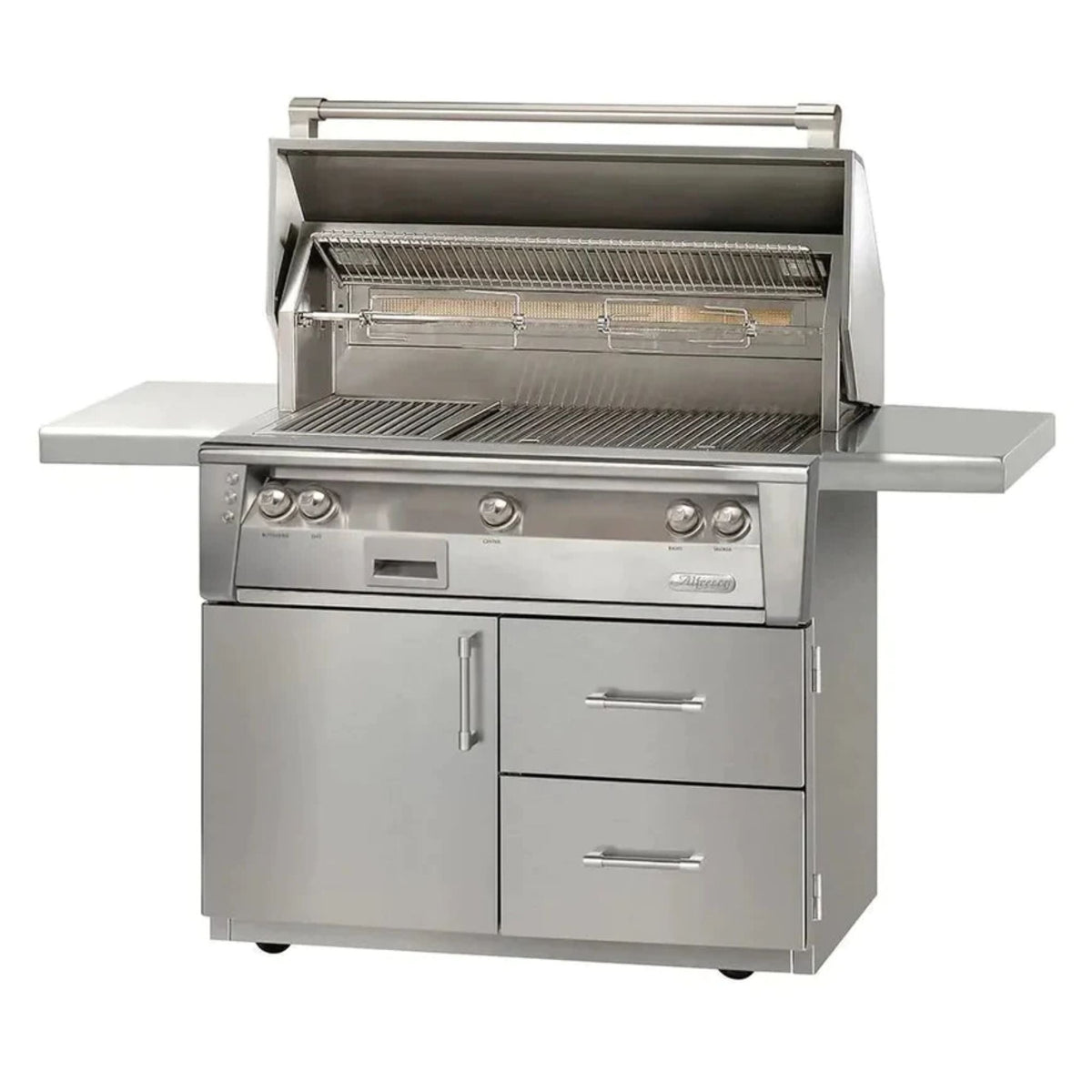 Alfresco 42-Inch Luxury 3-Burner Liquid Propane Grill with Deluxe Cart, Raspberry Red Gloss Finish