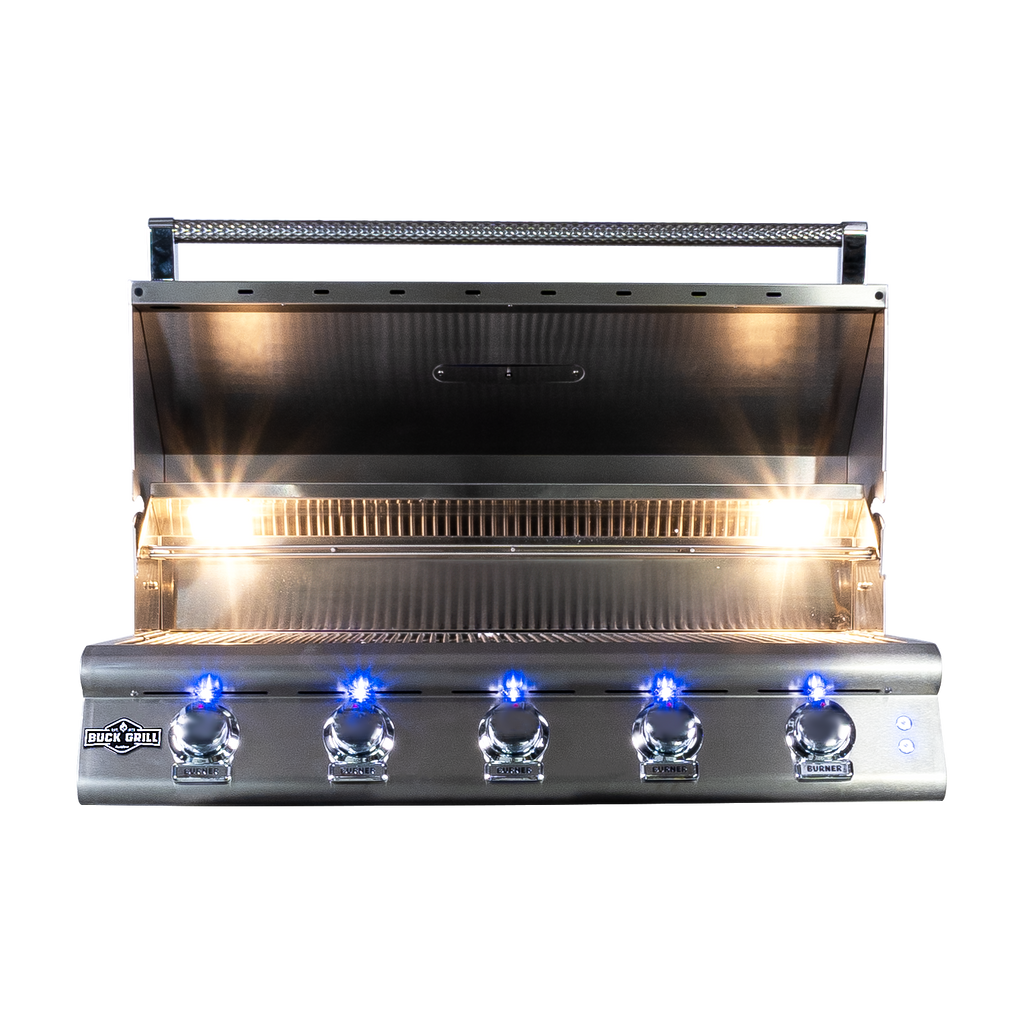 Buck Grill 40-Inch 5-Burner Freestanding Propane Gas Grill with Portable Cart