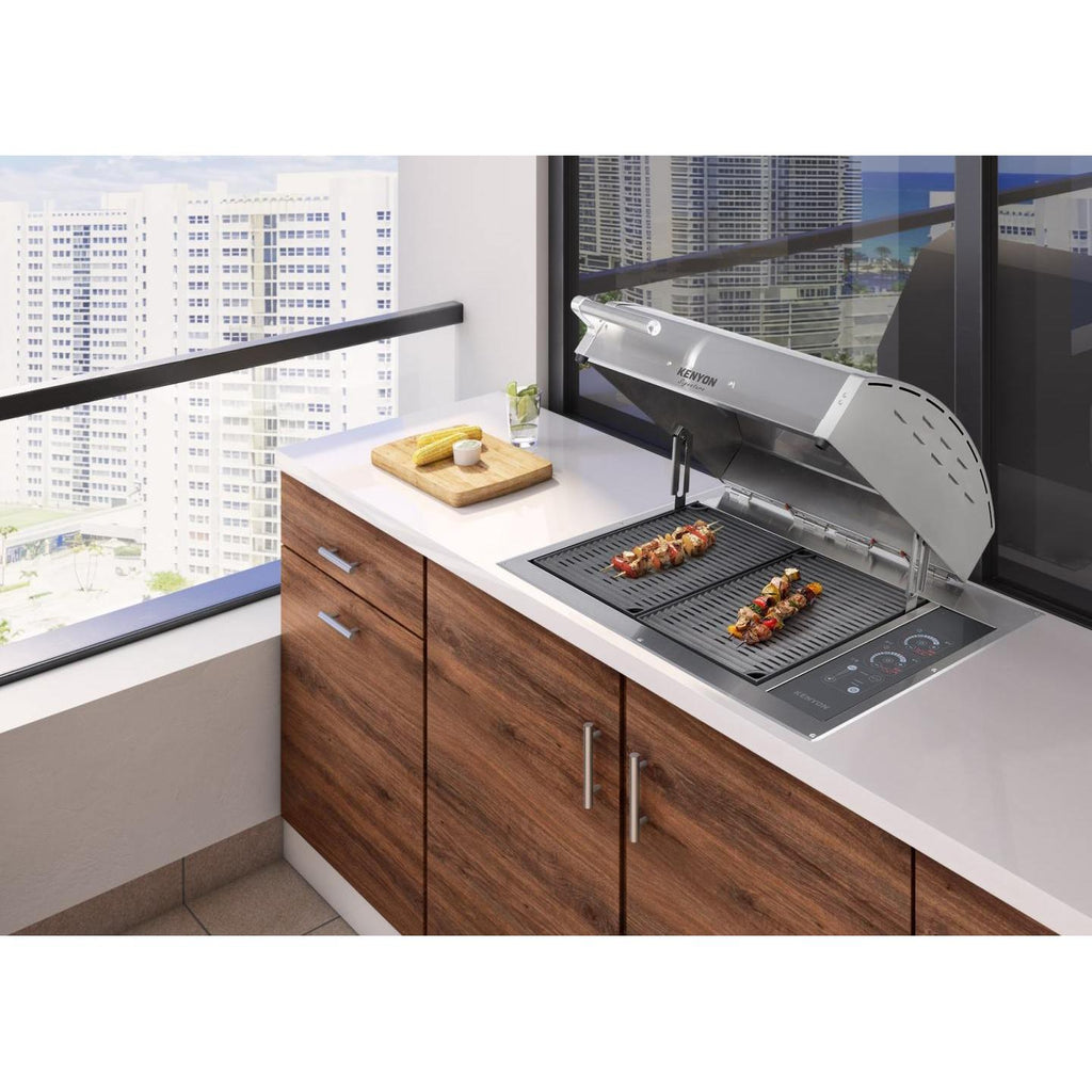 Kenyon Signature 30-Inch Built-In 2-Burner Electric Grill, 240V with IntelliKEN Touch Controls and Stainless Steel Lid