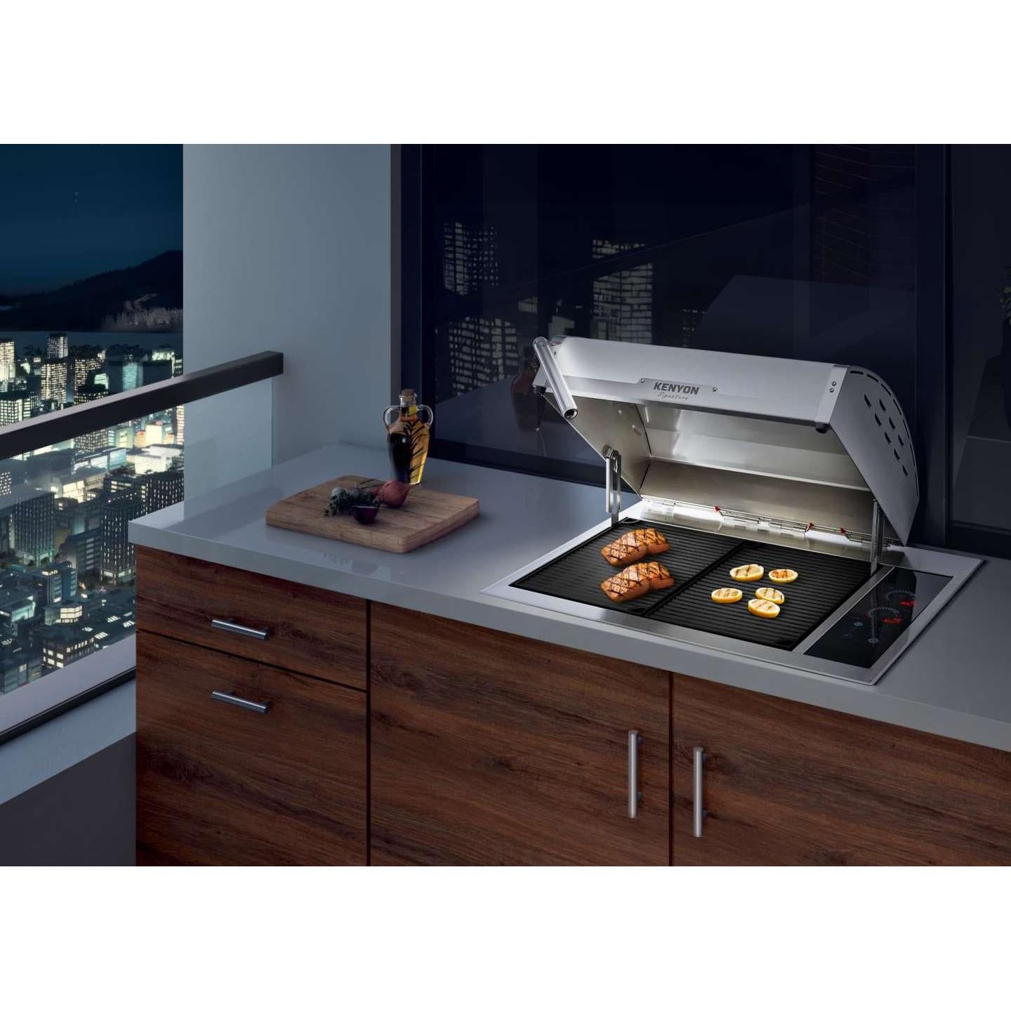 Kenyon Signature 30-Inch Built-In 240V Electric Grill with IntelliKEN Touch Control and Lighted Stainless Steel Lid