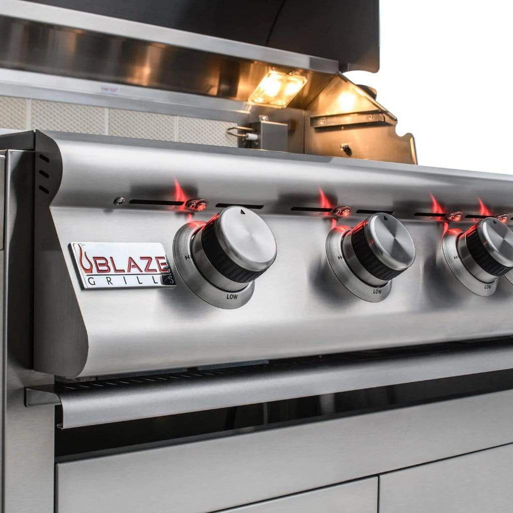Blaze Premium LTE 32-Inch 4-Burner Marine-Grade Stainless Steel Freestanding Gas Grill with Rear Infrared Burner and Integrated Grill Lights