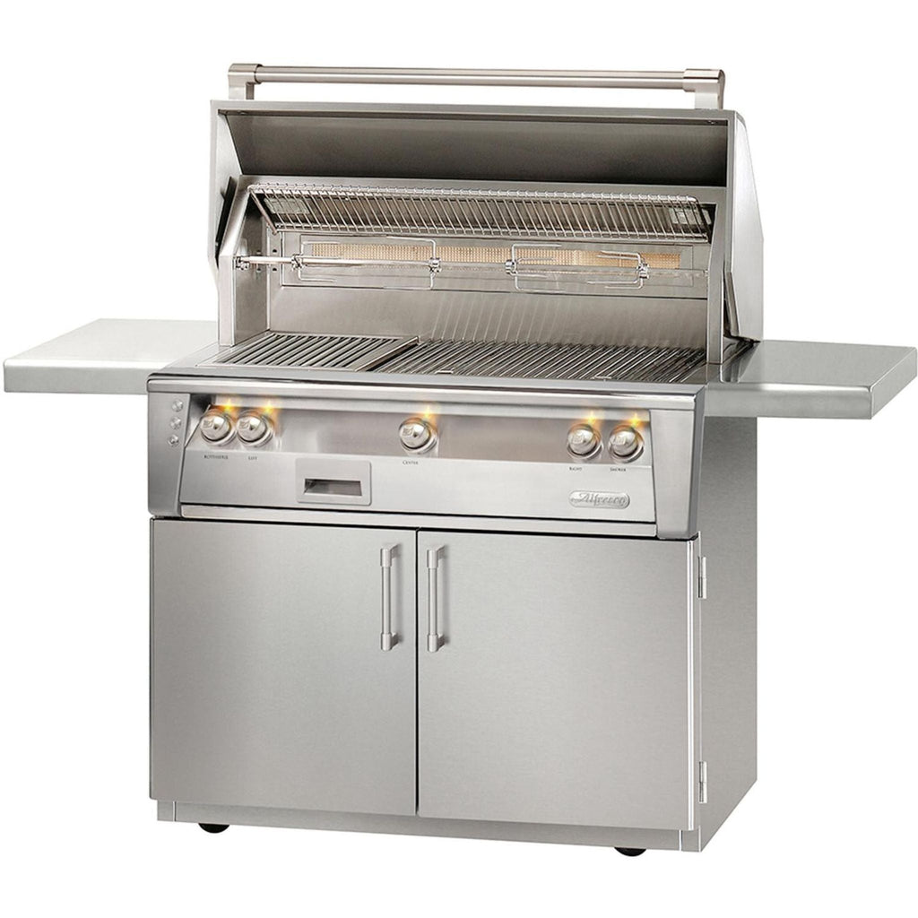 Alfresco 42-Inch Luxury 3-Burner Liquid Propane Grill with Cart, Luminous Orange Gloss Finish