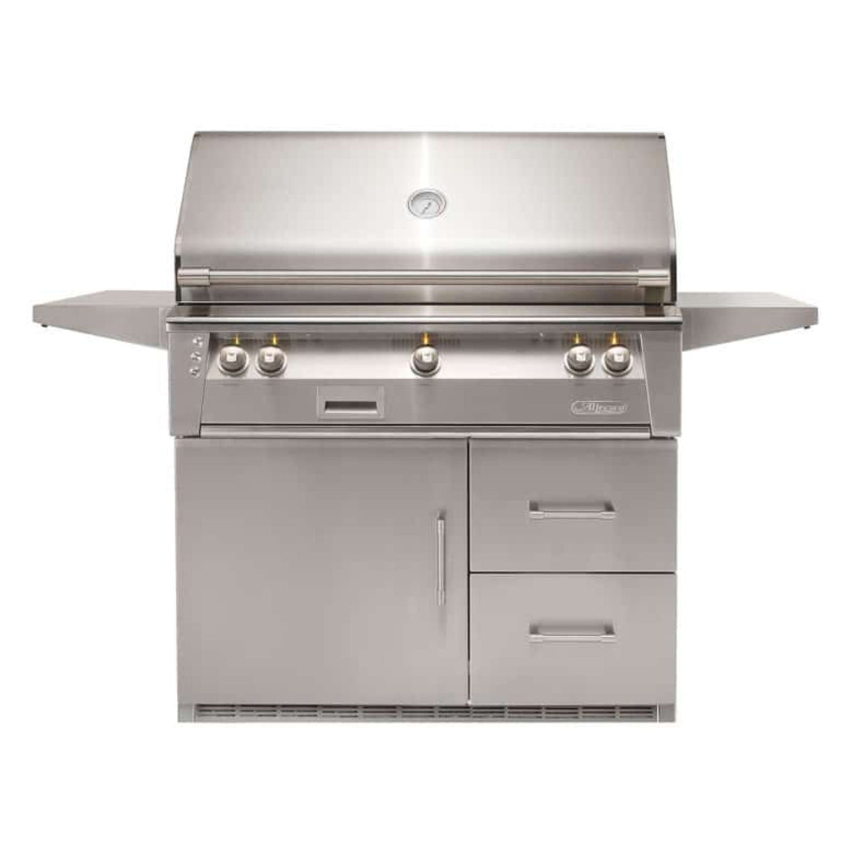 Alfresco 42-Inch Luxury Liquid Propane Grill with Refrigerated Cart, 3-Burner, Raspberry Red Gloss Finish