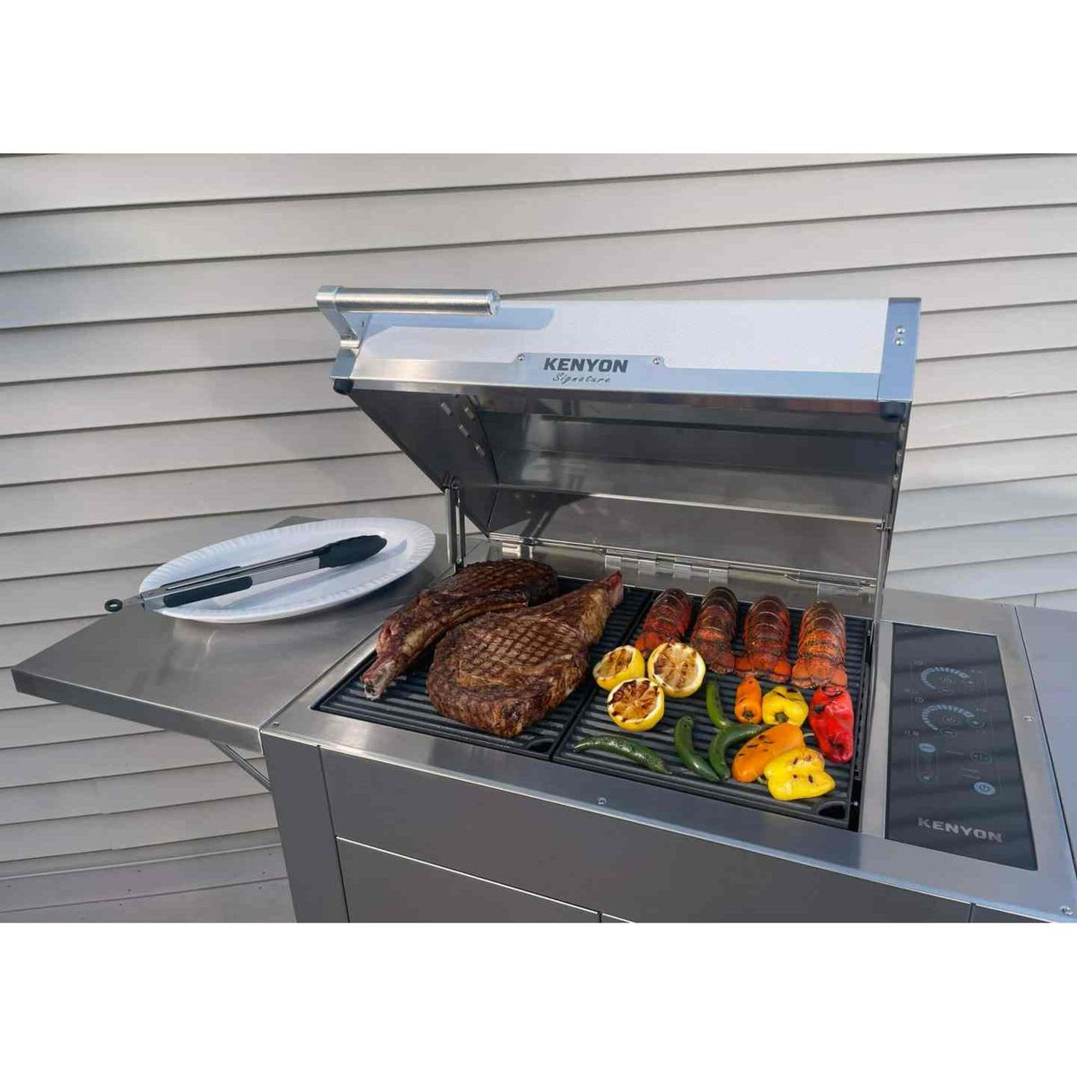 Kenyon Signature 60-Inch 2-Burner Freestanding 240V Electric Grill with IntelliKEN Touch Control and Carbon Fiber Lid