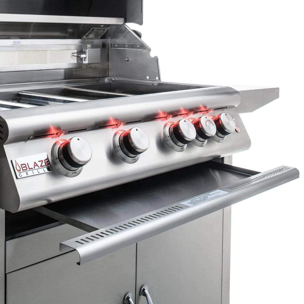 Blaze Premium LTE 32-Inch 4-Burner Marine-Grade Stainless Steel Freestanding Gas Grill with Rear Infrared Burner and Integrated Grill Lights