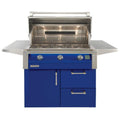 Alfresco 36-Inch Professional Series 3-Burner Natural Gas Grill in Ultramarine Blue Gloss with Deluxe Cart