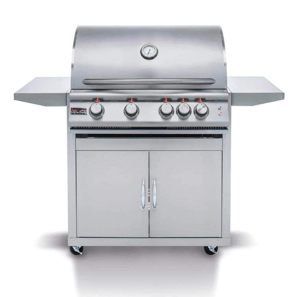 Blaze Premium LTE 32-Inch 4-Burner Marine-Grade Stainless Steel Freestanding Gas Grill with Rear Infrared Burner and Integrated Grill Lights