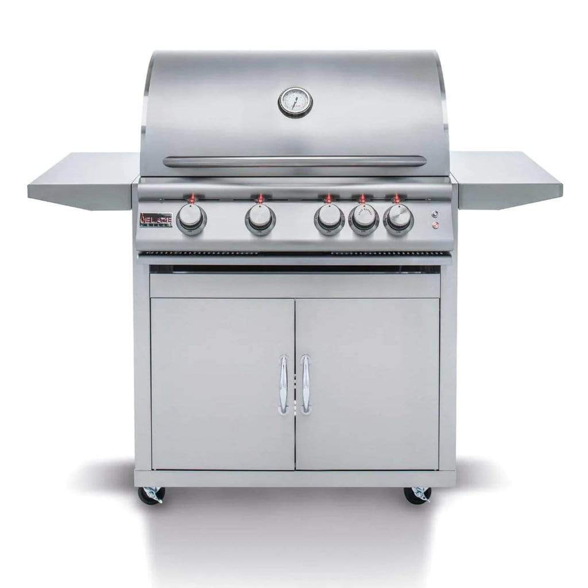 Blaze Premium LTE 32-Inch 4-Burner Marine-Grade Stainless Steel Freestanding Gas Grill with Rear Infrared Burner and Integrated Grill Lights