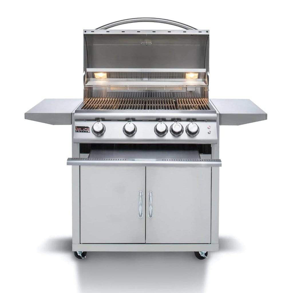 Blaze Premium LTE 32-Inch 4-Burner Marine-Grade Stainless Steel Freestanding Gas Grill with Rear Infrared Burner and Integrated Grill Lights