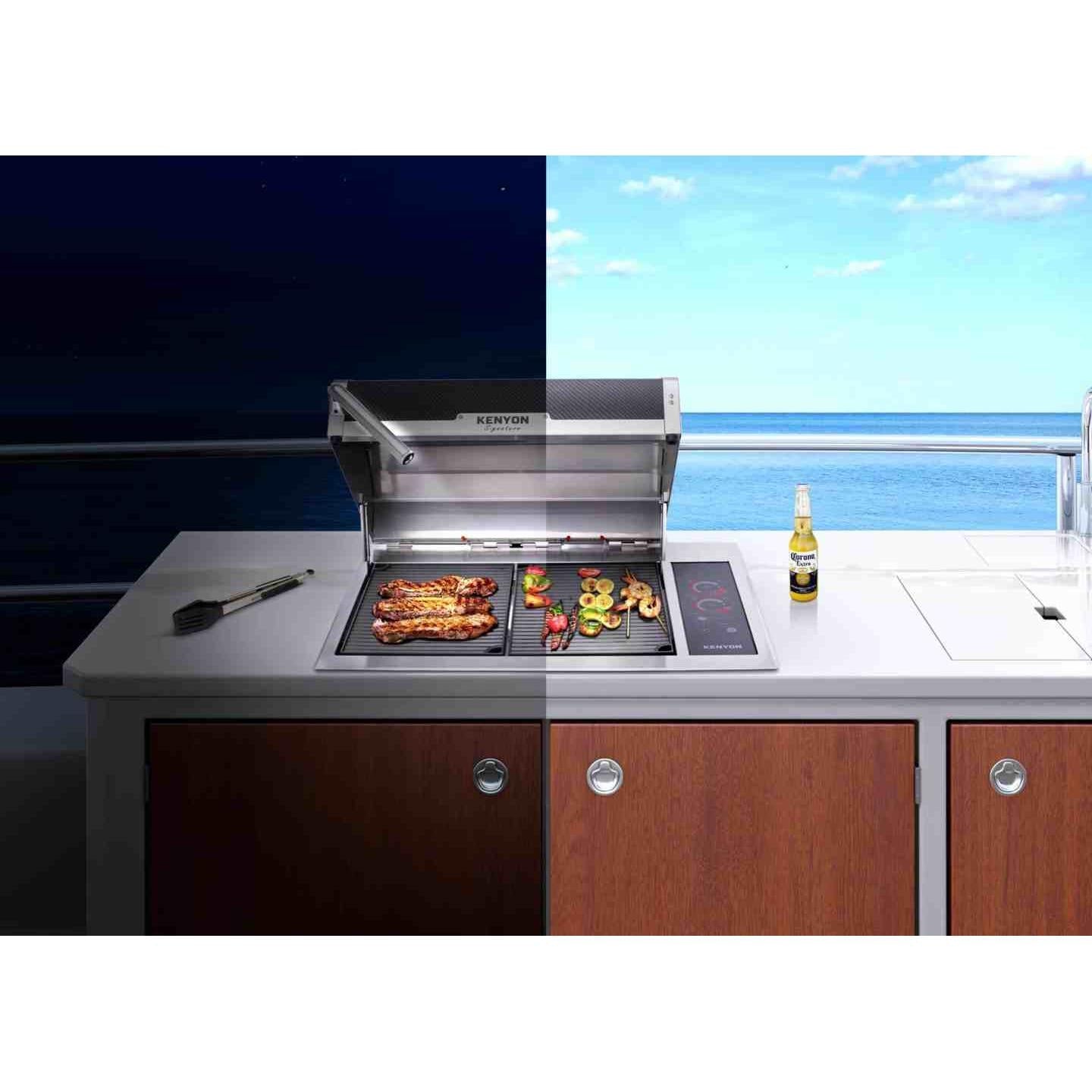 Kenyon Signature 30-Inch Built-In 2-Burner Electric Grill, 240V with IntelliKEN Touch Controls and Stainless Steel Lid