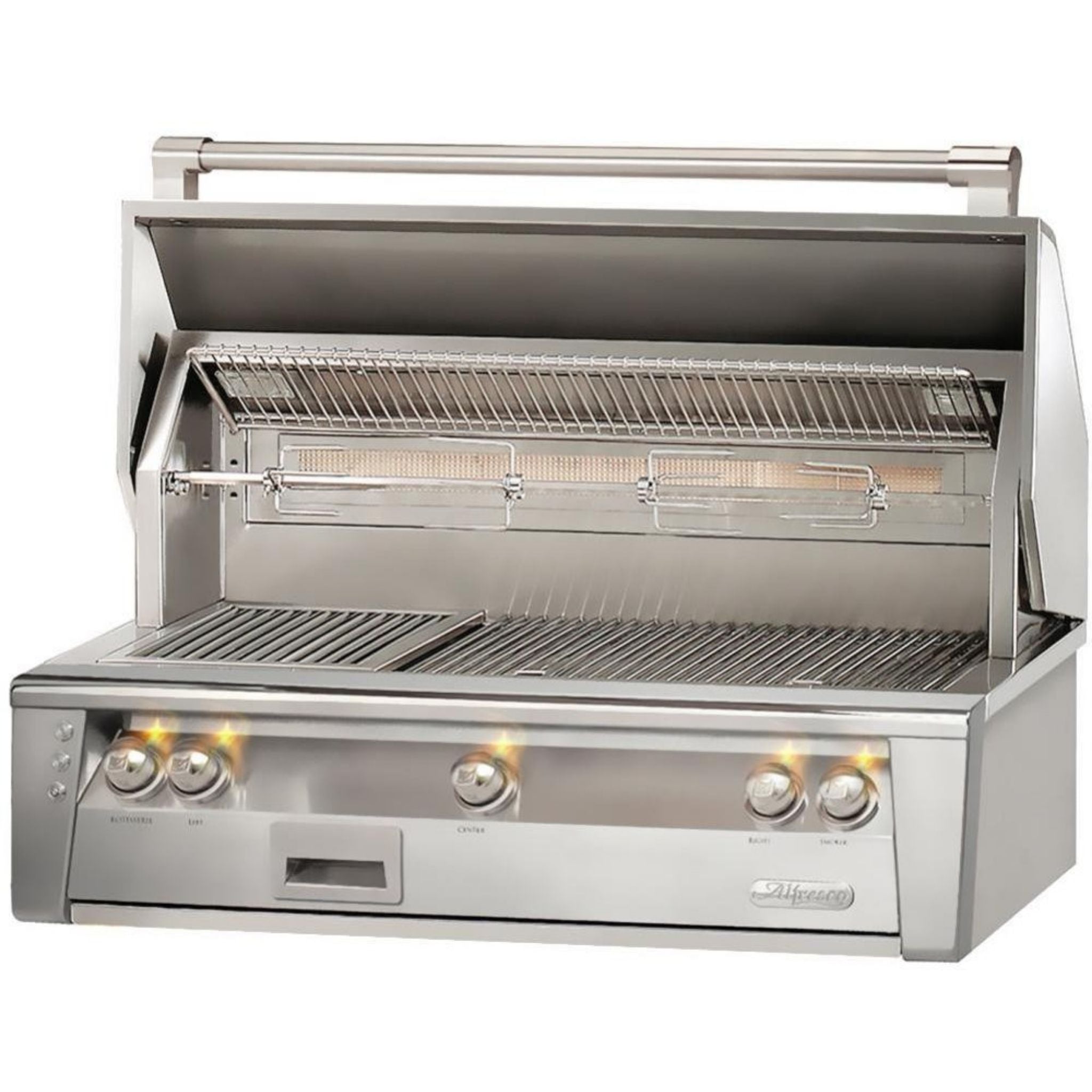 Alfresco Luxury 42-Inch Signal Grey Gloss Natural Gas Grill with 2 Main Burners and 1 SearZone Burner