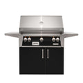 Alfresco 36-Inch Luxury Liquid Propane Grill and Cart with Two Main Burners and One SearZone Burner, Jet Black Gloss Finish