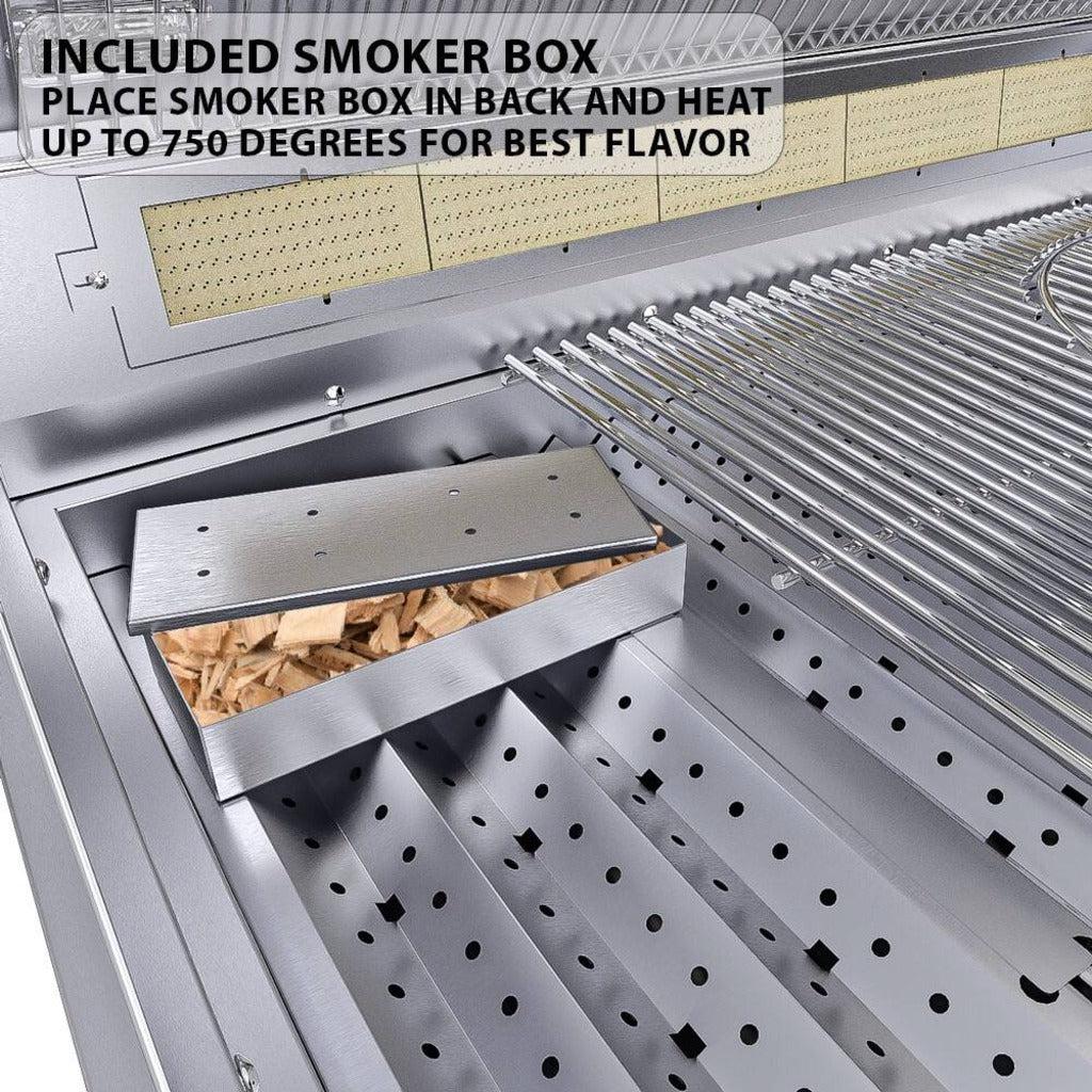 Sunstone Ruby Series 42-Inch 5-Burner Pro-Sear Stainless Steel Drop-In Propane Gas Grill with Infrared Burner, Rotisserie Kit, and LED Lighting