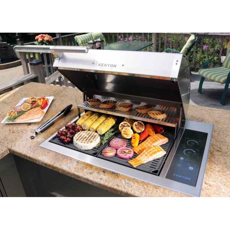 Kenyon Signature 30-Inch Built-In 2-Burner Electric Grill, 240V with IntelliKEN Touch Controls and Stainless Steel Lid