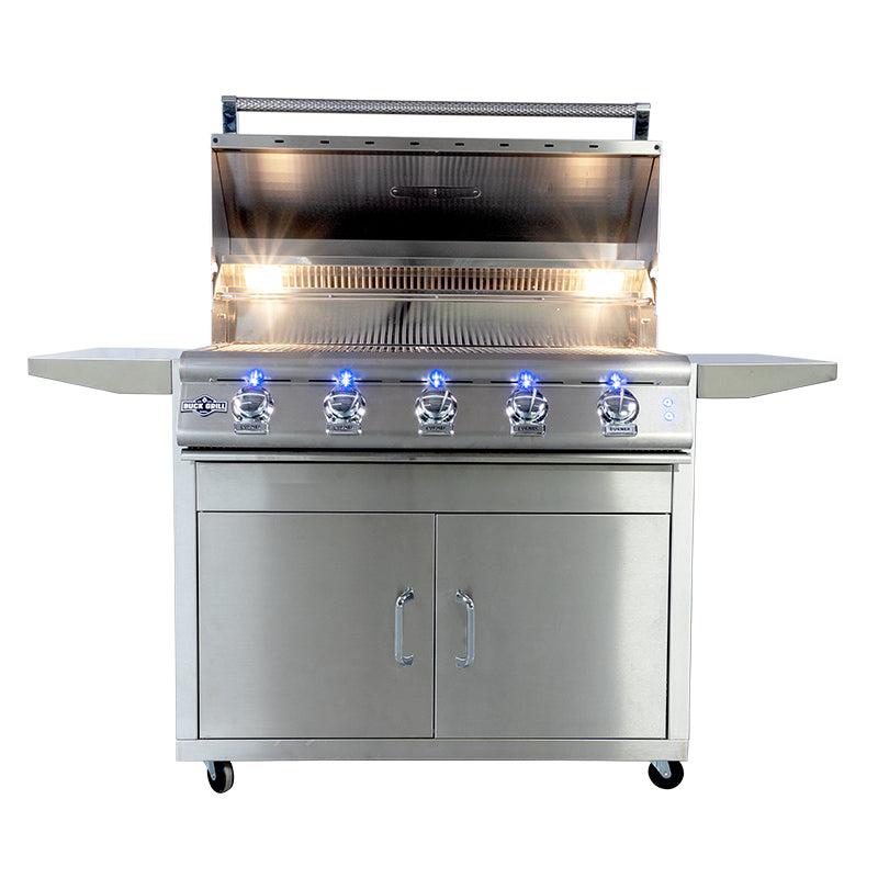 Buck Grill 40-Inch 5-Burner Freestanding Propane Gas Grill with Portable Cart