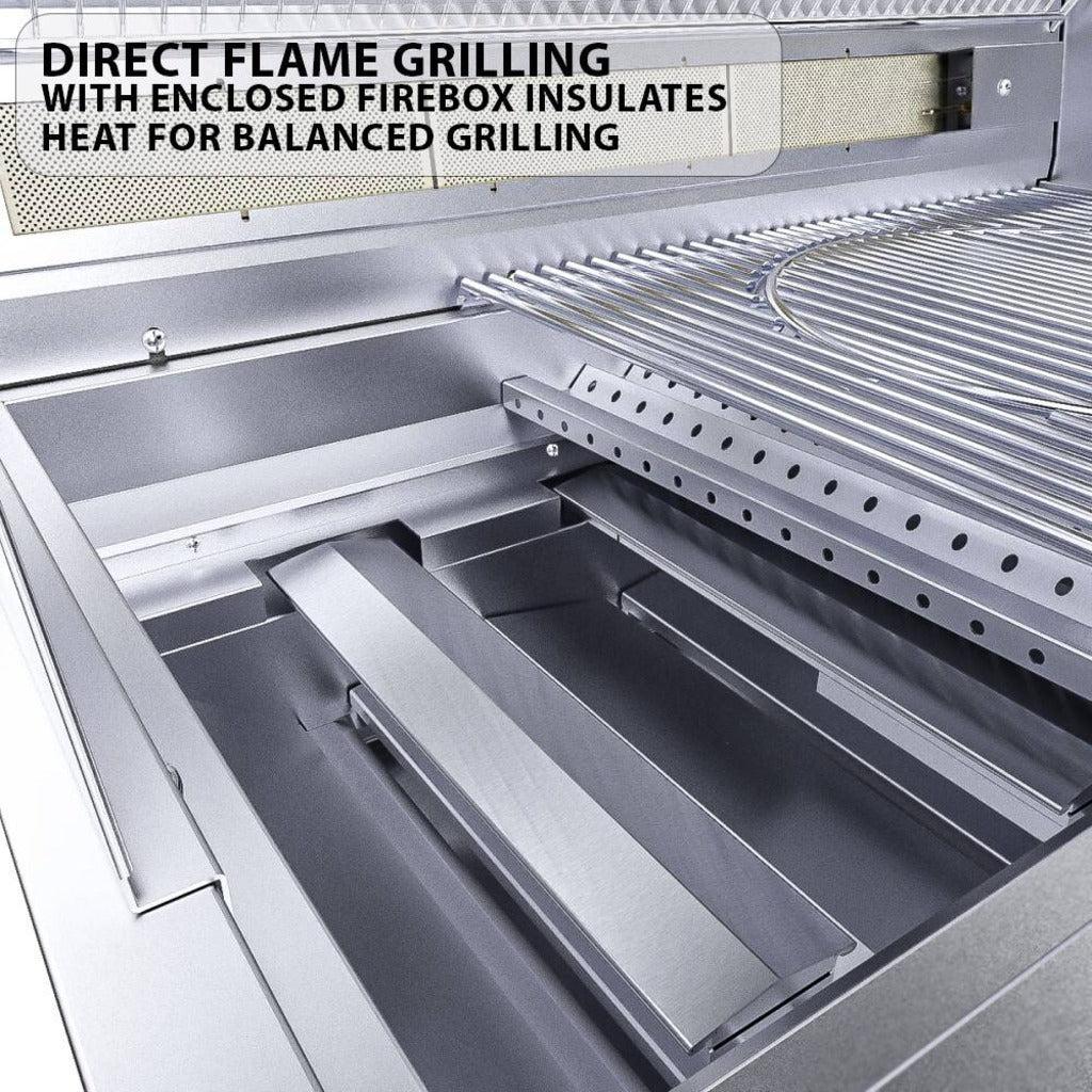 Sunstone Ruby Series 42-Inch 5-Burner Pro-Sear Stainless Steel Drop-In Propane Gas Grill with Infrared Burner, Rotisserie Kit, and LED Lighting