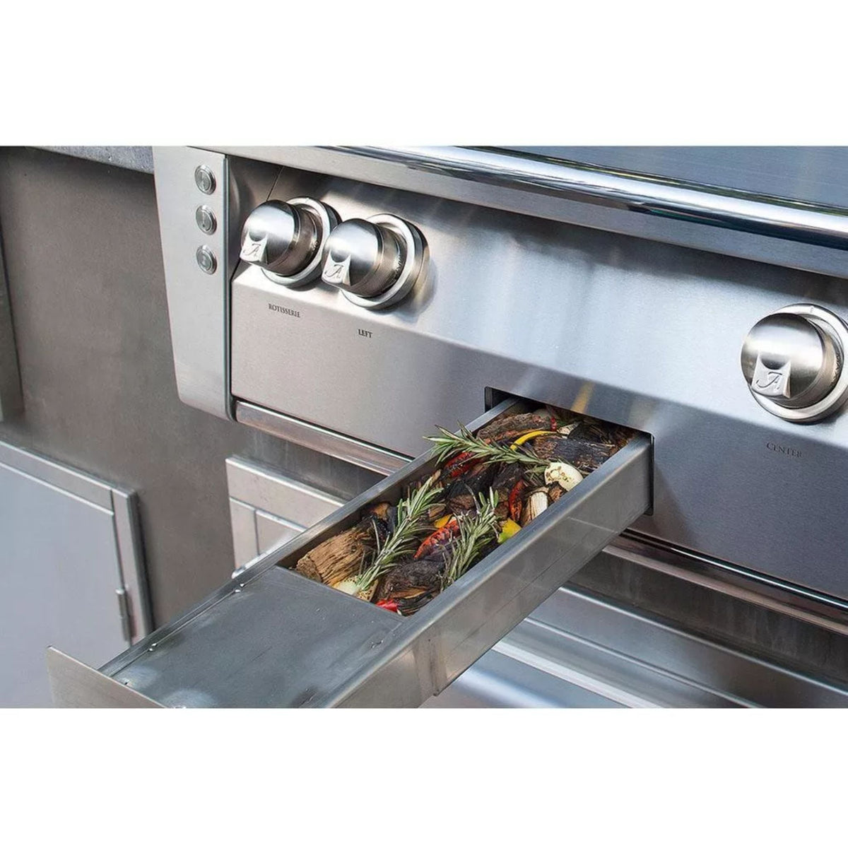 Alfresco 56-Inch Luxury Liquid Propane Grill with Refrigerated Cart, 3 Burners + 1 Sear Burner, Raspberry Red Gloss Finish
